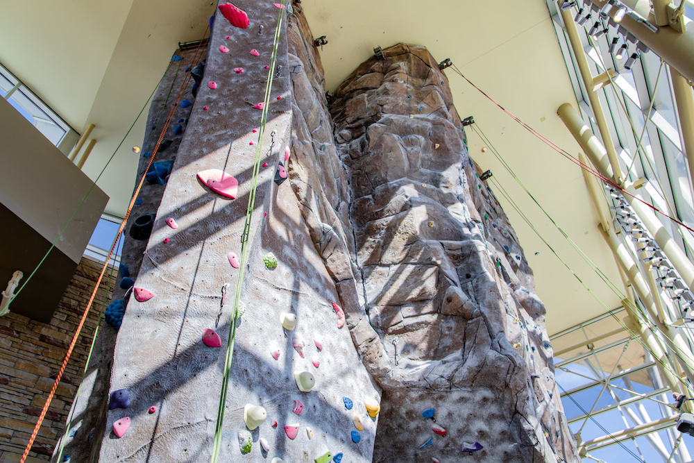 A photo of the climbing wall within the CSU rec center