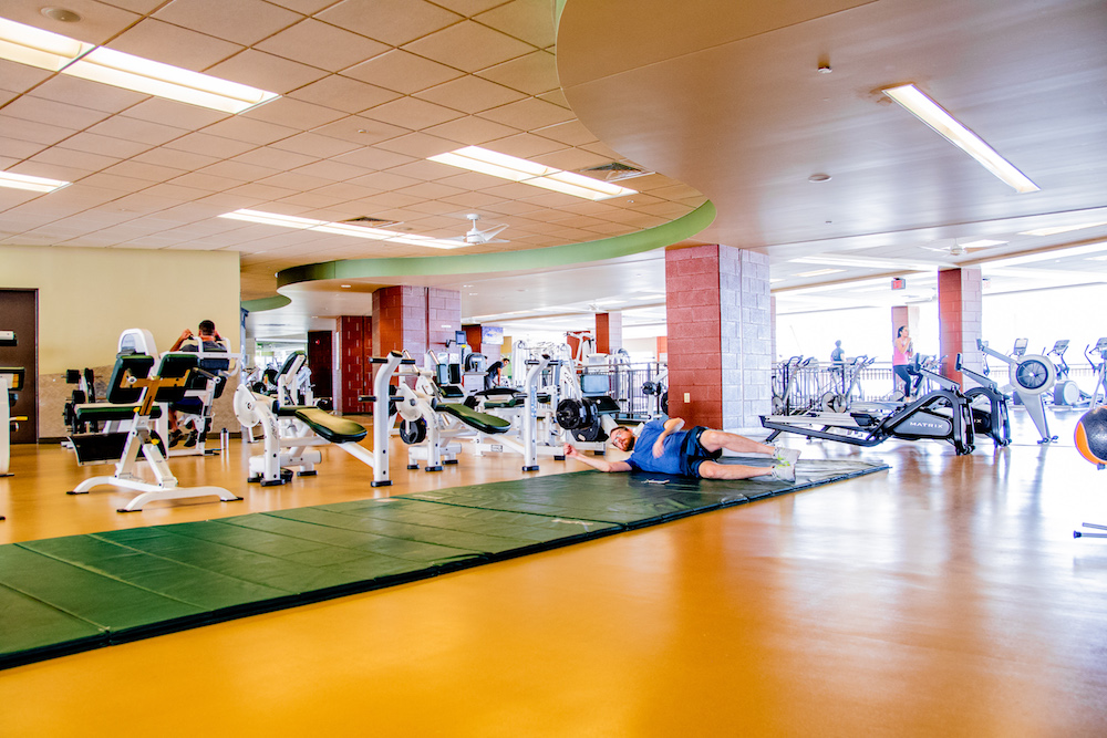 A photo of the recs upstairs workout facility.