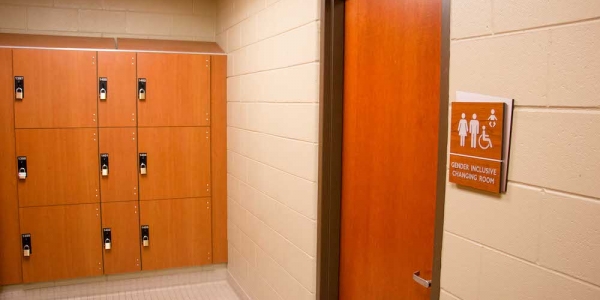 A photo of the entrance to a gender inclusive changing room.