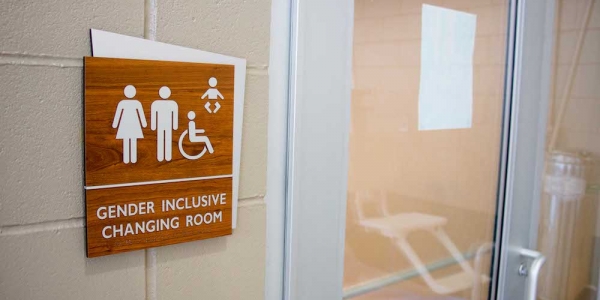 A photo of a gender inclusive changing room.
