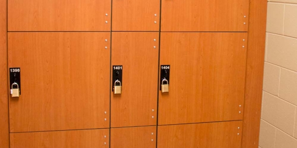 A photo of a cluster of lockers.